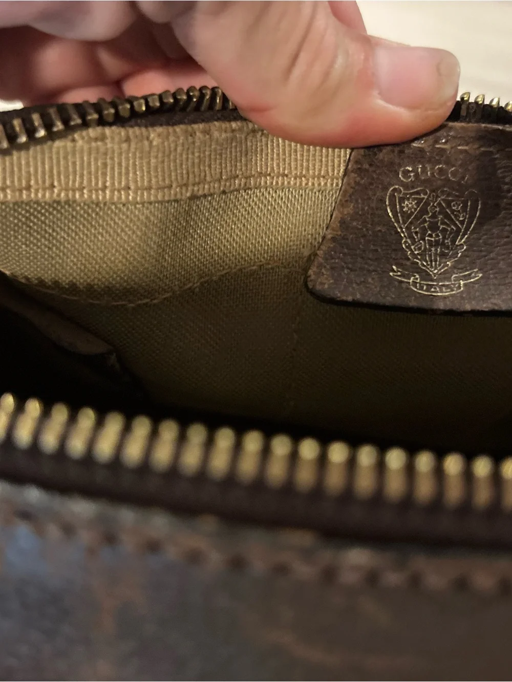 Gucci Brown GG Supreme Satchel with Green & Red Web Stripe